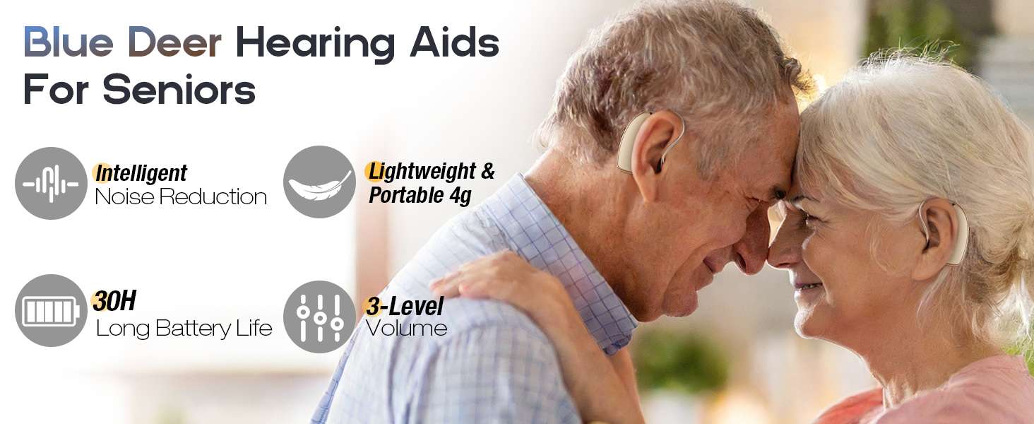 OTC Rechargeable Hearing Aids for Seniors, 5-Level Volume Control, Noise Cancelling & Easy Setup | bluedeer hearing aids Blue Deer Hearing AidsFor Seniors