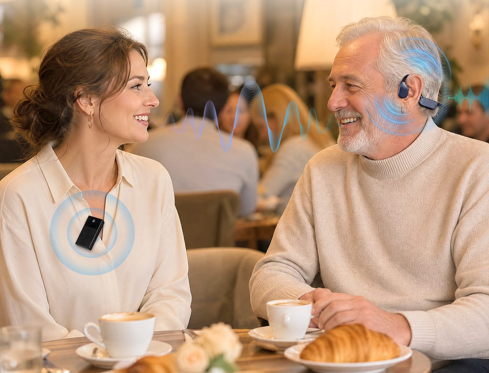 BlueDeer F2H bone conduction hearing aid with remote microphone