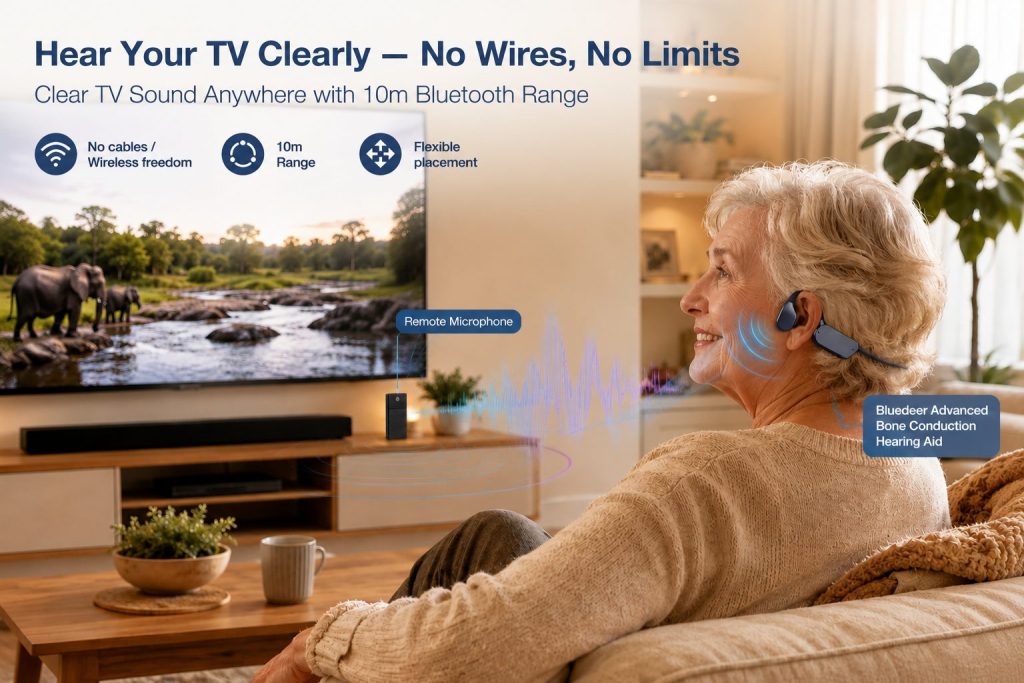 Bluedeer bone conduction hearing aid remote microphone feature