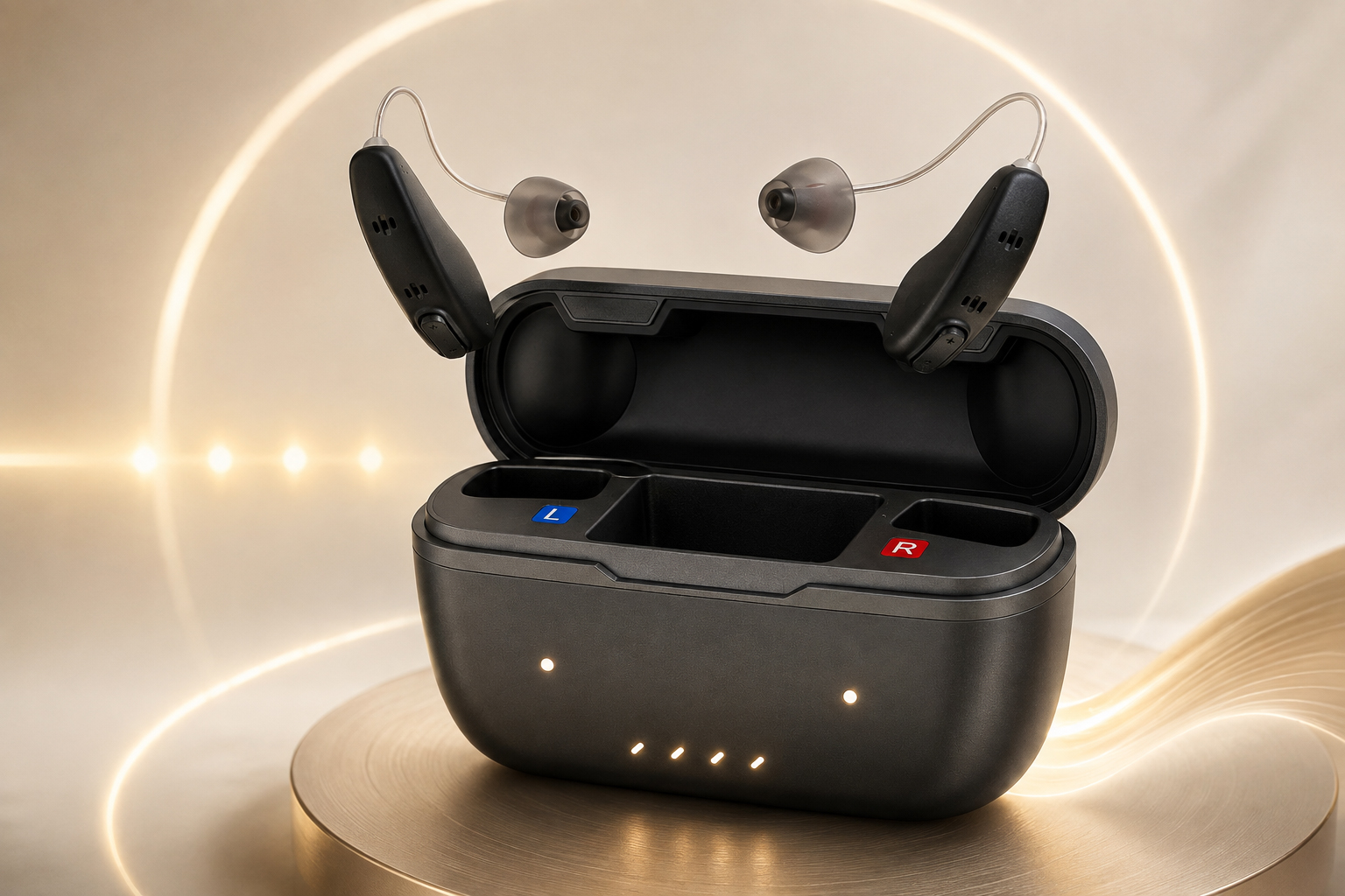 BlueDeer RIC hearing aid with 100-hour charging case